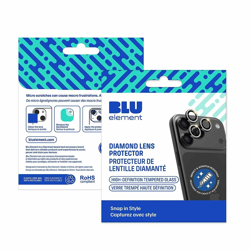 Blu Element Protection D'objectif Diamond 1 par 1 Gris pour iPhone 17 Pro/17 Pro Max