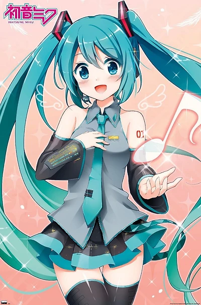 Hatsune Miku - Music Note Wall Poster with Push Pins