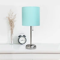 Lampe bâton Feux de la Rampe avec sortie de charge et abat-jour en tissu, Aqua
