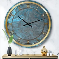 Designart Paysage de marbre bleu et gris horloge murale