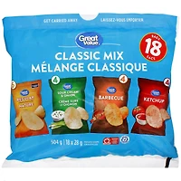 Great Value Classic Mix Potato Chips, 504 g (18 bags x 28 g)