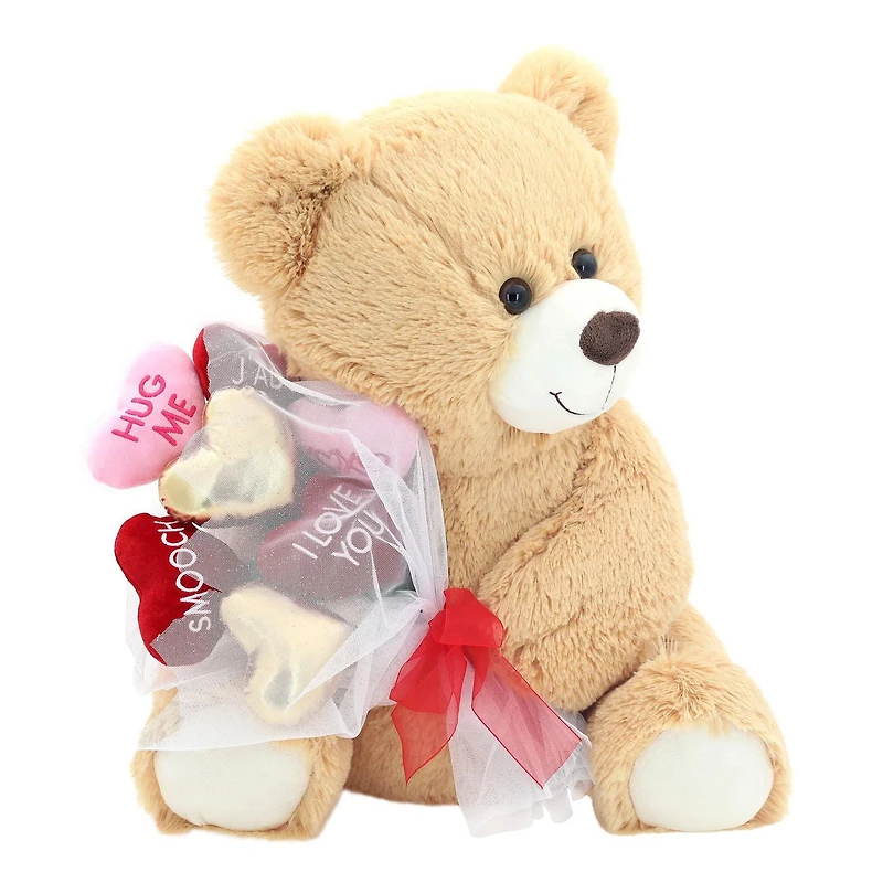 Way To Celebrate Valentine’s Day Sweet Teddy with Flower Toy Plush