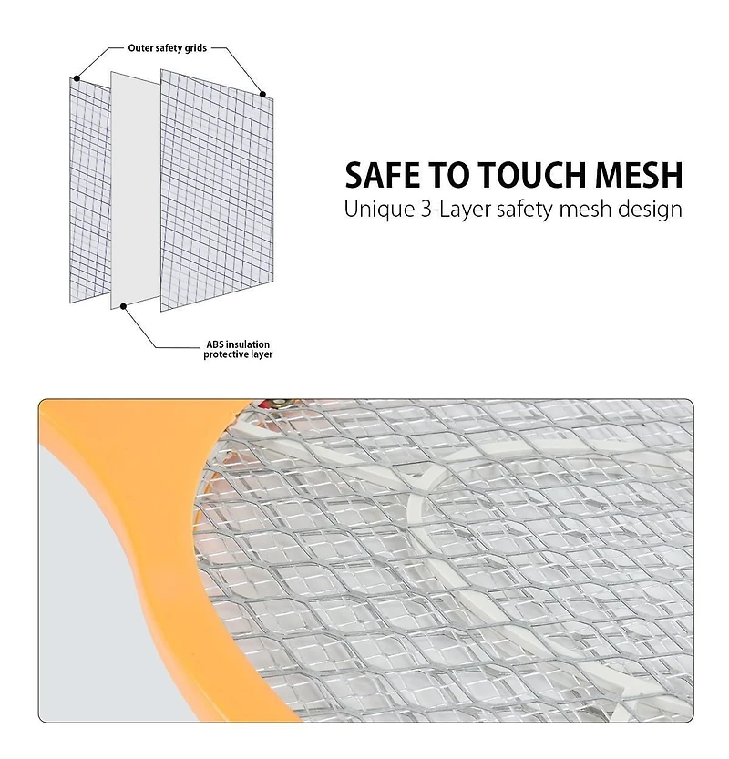 Bite Shield Raquette Zapper Électronique, Tue-Mouches et Insectes Efficace pour l'Extérieur