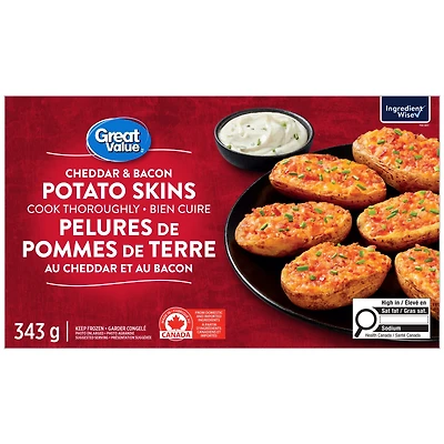 Pelures de pommes de terre au cheddar et au bacon Great Value 343 g