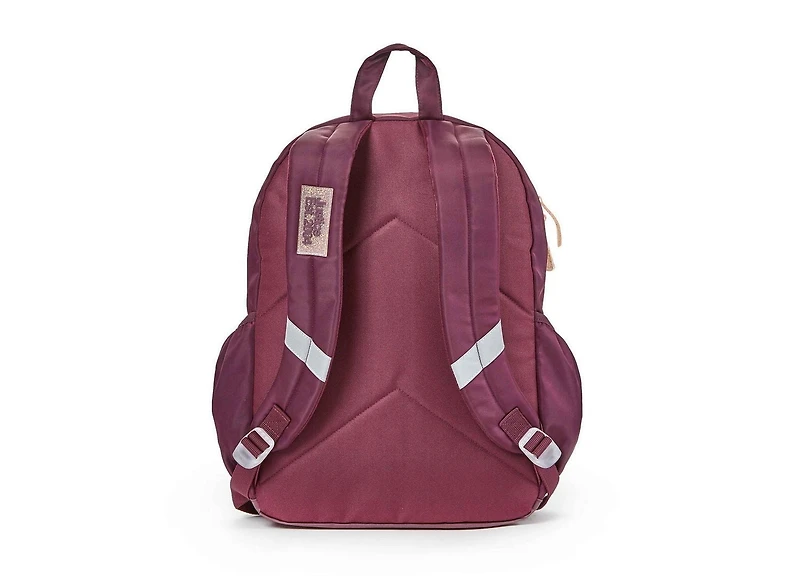 Sac à dos de 17 po à compartiments multiples en nylon de marque Justice ™ pour filles avec logo scintillant et tirettes