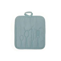Utensil Front Stitched Pot Holder Blue - Set of 6