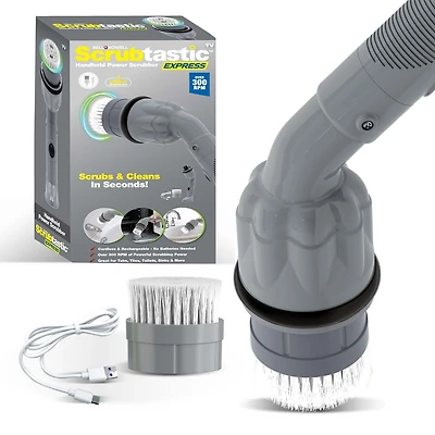 Bell + Howell Scrubtastic Express Dark Grey Rechargeable Handheld Power Scrubber – Cordless Bathroom Cleaner