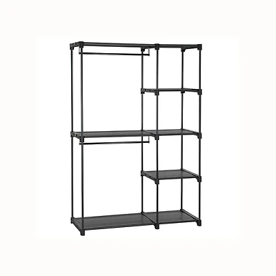 Songmics Home Organisateur de placard avec tringle de suspension et étagères, armoire portative autoportante pour la chambre à coucher, noir