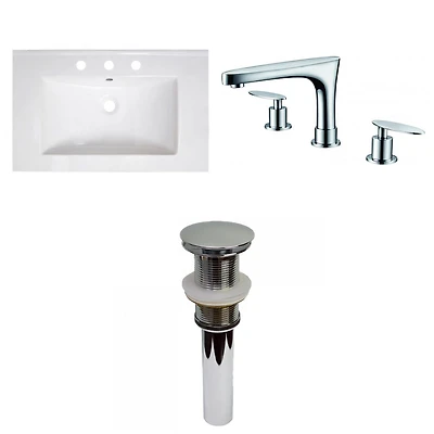 American Imaginations AI-32871 30 pouces W 18,5 pouces Dessus en céramique D en couleur blanche pour 3H8-in. Robinet