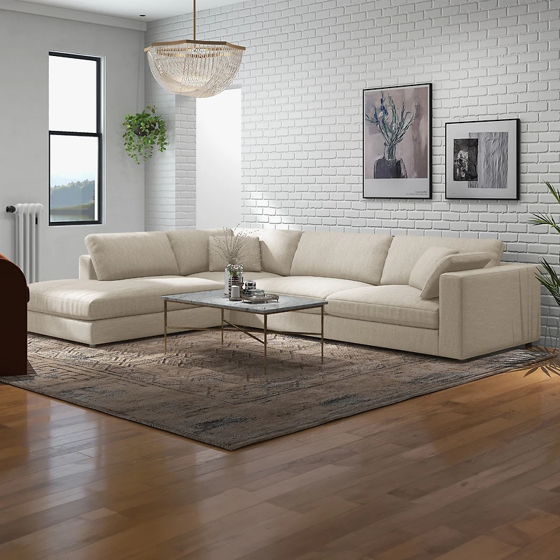 Joelle Sofa sectionnel 2 pièces 128 po avec chaise à gauche