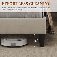 Fullfurnique Velvet Upholstered Bed Frame with Charging Outlets & USB Ports, Full, Beige