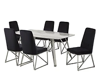 Ensemble de salle à manger 7 pièces, blanc / noir