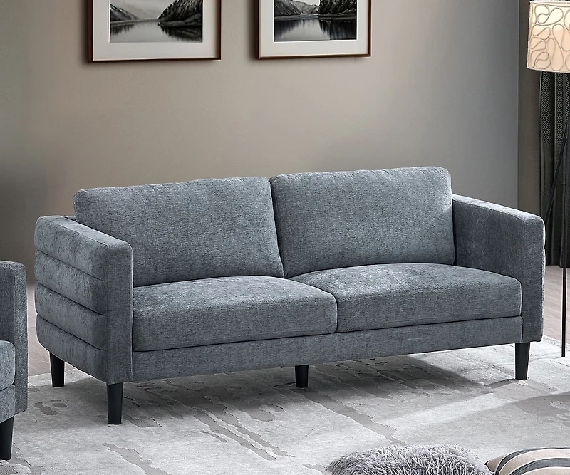 K-LIVING BRAYDEN 3 PCS SOFA SET IN CHARCOAL GREY FABRIC UPHOLSTERY(SOFA, LOVESEAT , CHAIR)