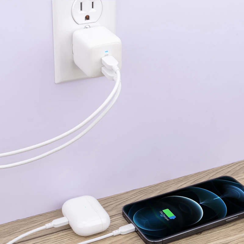 Chargeur mural compact certifié USB-C à chargement rapide avec Power Delivery de 40 W d’onn.
