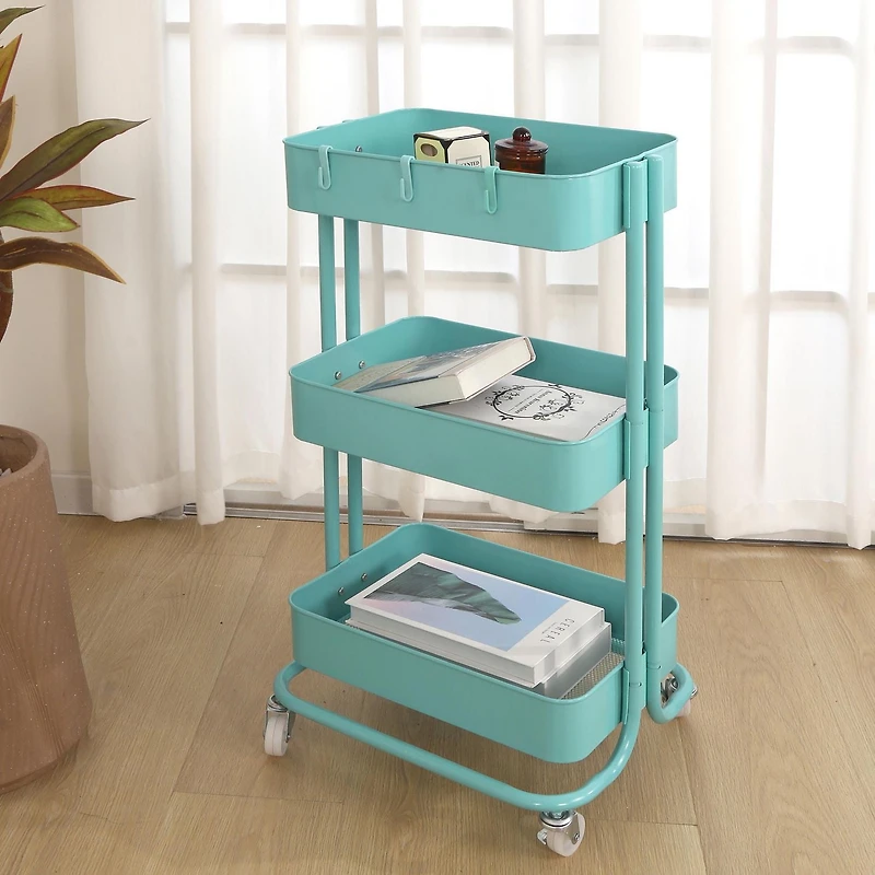 Mainstays Rolling Cart, 3-Tier Metal Utility Cart with wheels for Office and Home - Multi Colors, Mainstays Rolling Cart, 3-Tier Metal Utility Cart with wheels