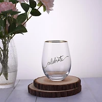 Brillant design Clear Stemless Wine Glass/ multi-purpose stemless wine glass- CELEBRATE