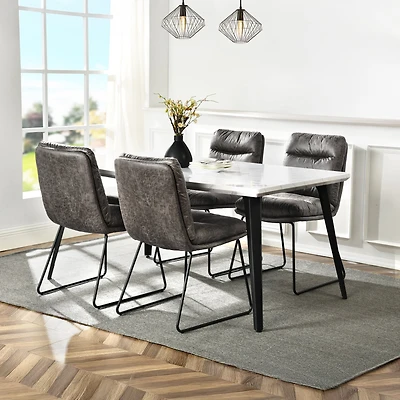 Homy Casa 5 Piece Dining Room Set - Rectangular Dining Table and 4 Industrial Side Chairs for 4 Person