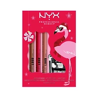 NYX PROFESSIONAL MAKEUP, Trio de crayons à lèvres des fêtes, En édition limitée, Trio de crayons à lèvres et aiguisoir