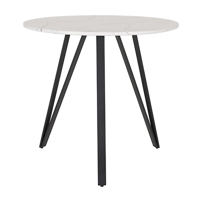 CorLiving Ezra Iron Black Hairpin Leg Round Engineered Wood Top Indoor Dining Table for up to 4 People