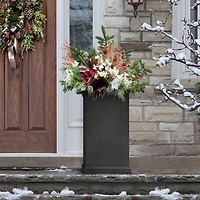 Tierra Verde Grand pot colonne lisse Allegro à réserve d'eau 15" L x 26" H en matériaux recyclés - Noir, Intérieur/Extérieur