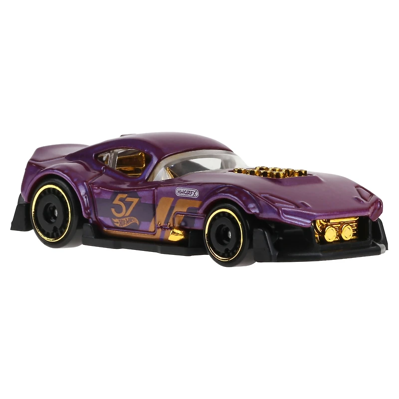 Hot Wheels 1:64 Scale Die-Cast Toy Car or Truck with Purple- & Gold-Colored Deco, Muscle And Blown