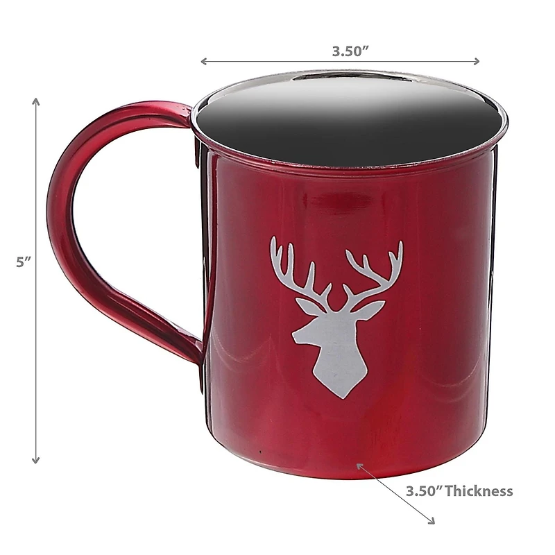 Tasse De Noël En Acier Inoxydable Avec Renne D'Impression - Ensemble De 2