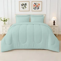 Beddora Ensemble de Lit 7 Pcs – Comprend une Couette, 2 Taies d'Oreiller, un Drap Plat, un Drap-Housse et 2 Taies d'Oreiller – Ultra-Doux, Toutes Saisons, Grand – Blanc Éclatant