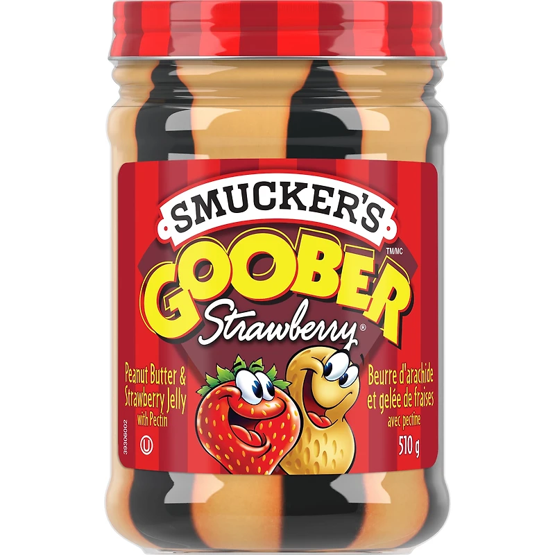 Smucker's Goober Peanut Butter & Strawberry Jelly with Pectin, 510g, Ultimate combo of Peanut Butter & Strawberry Spread.
