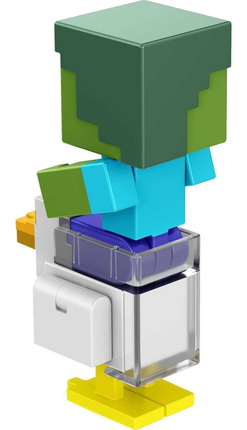 Minecraft Build-A-Portal Figures, 3.25-inch Zombie Chicken Jockey Action Figure with Portal Piece & Accessory