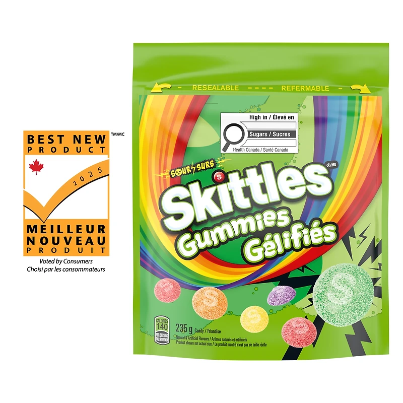 SKITTLES Gummies Surs, bonbons à mâcher, 235g SKITTLES Gummies Surs, bonbons à mâcher, 235g