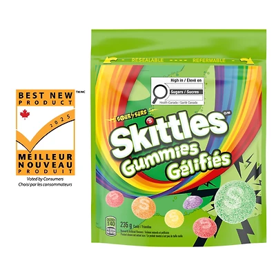 SKITTLES Sour Gummies Chewy Candy, 235g, SKITTLES Sour Gummies Chewy Candy, 235g