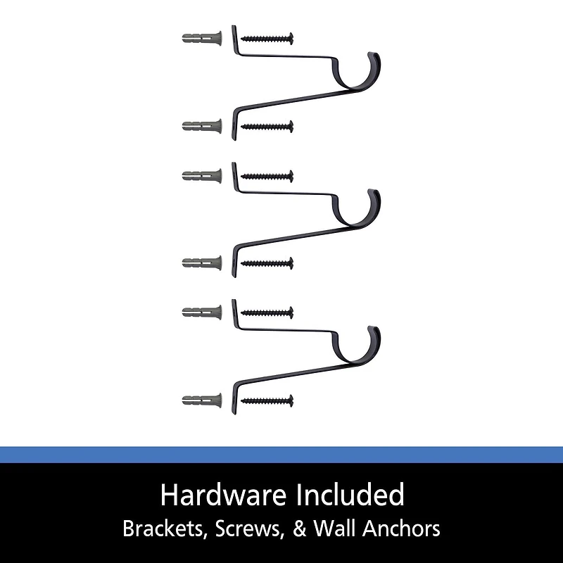 Mainstays Tringle à rideau décorative réglable 76,20 - 213,36 cm, Diamètre 2,54 cm, Noir