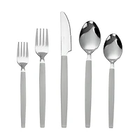 Mainstays 48 Piece Stainless Steel and Plastic Flatware Set with Tray, Gray, Service for 8