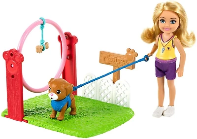 ​Coffret de jeu ​Barbie Chelsea Peut être Dresseuse de chiens avec poupée Chelsea blonde