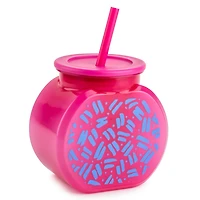 Mainstays Sip 40 OZ Fishbowl Tumbler with Lid and Straw, Pink