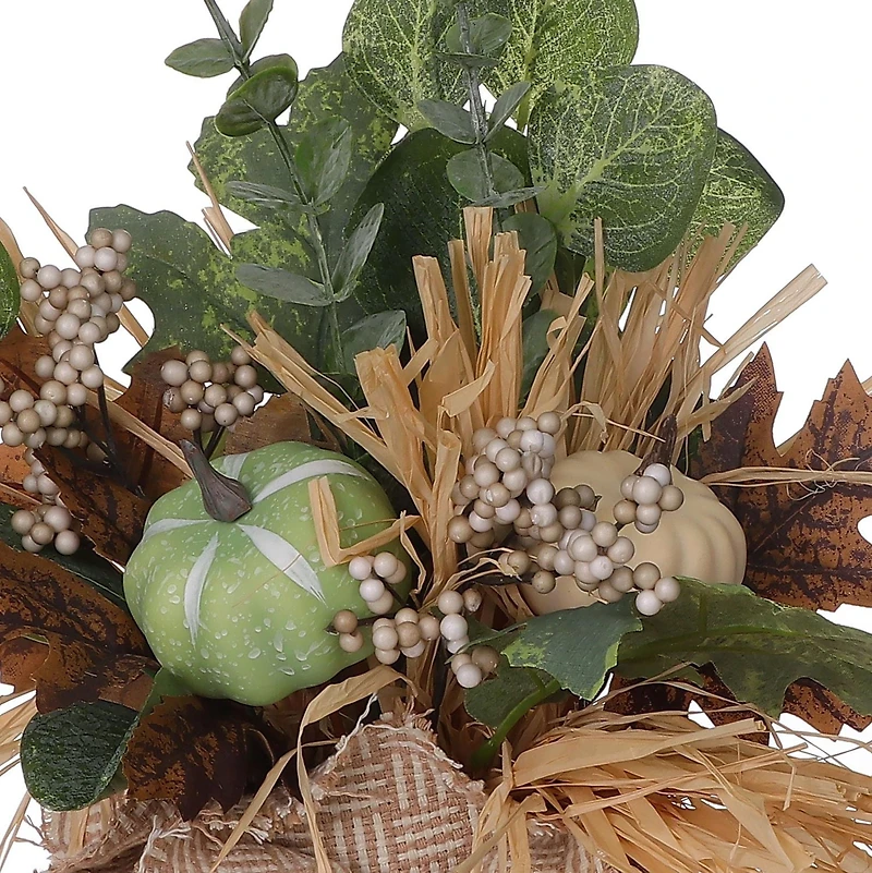 BURLAP PUMPKIN, 10'' H HARVEST BURLAP POTTED FLORAL