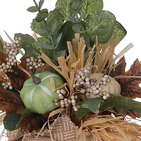 BURLAP PUMPKIN, 10'' H HARVEST BURLAP POTTED FLORAL