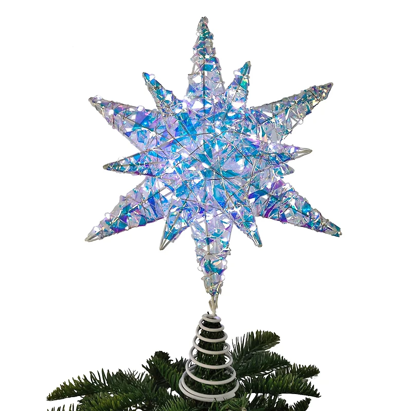 Holiday Time Prismatic Star Battery Operated LED Christmas Tree Topper, 15.5"