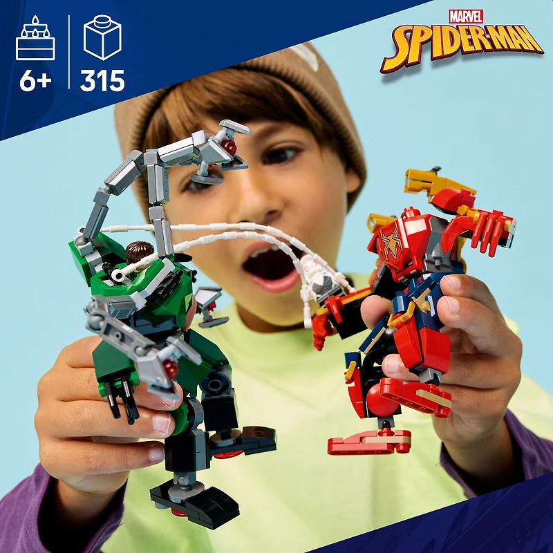 LEGO Marvel Mech Battle: Spider-Man vs. Doc Ock Building Toys for Kids - Super Hero & Villain Poseable Mech Toys W/3 Marvel Minifigures for Kids & Fans, Ages 6+ - Gift Idea for Birthdays - 76338