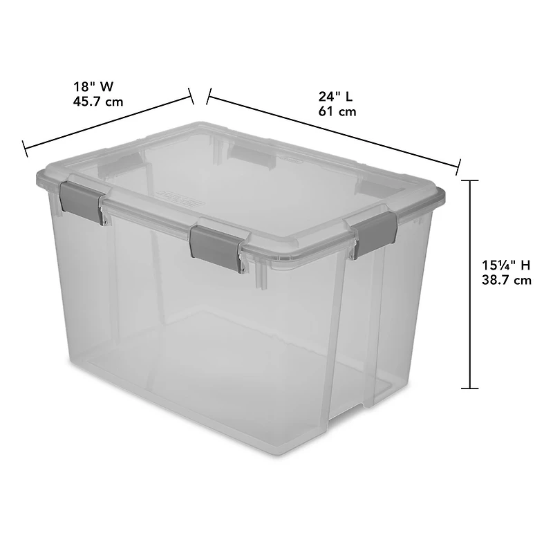 Sterilite 76L Clear Gasket Box - Purple, 76L