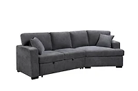 K-Living Charles Cuddler Sofa Bed in Grey Fabric with Drop Down Tray and Matching Pillows