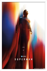 DC Studios Superman (2025) - Superman Teaser One Sheet Wall Poster, 14.725" x 22.375" Framed
