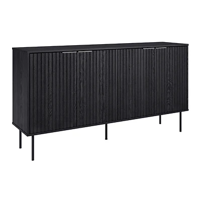 Lysander Black Premium Engineered Wood Fluted Sideboard Buffet