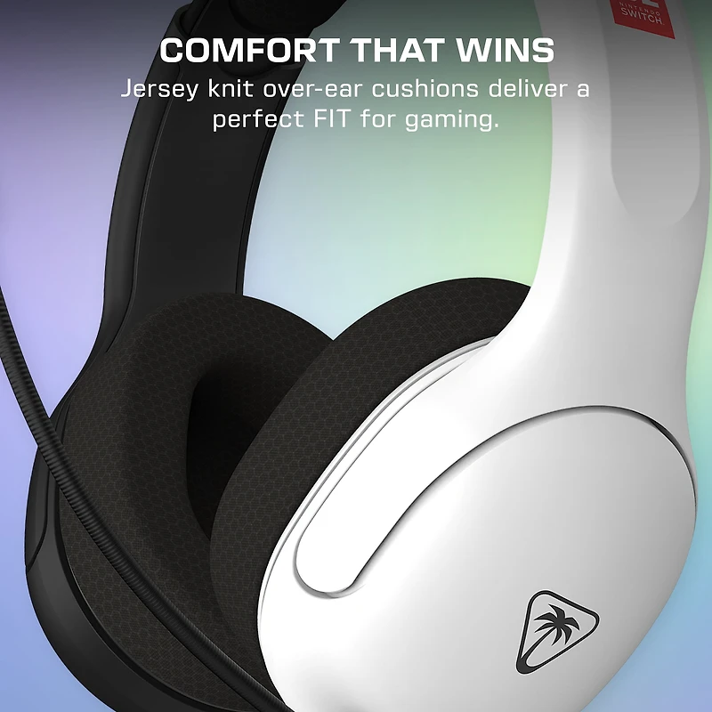 Casque de Gaming Filaire Turtle Beach Airlite Fit: Blanc Noir - Sous Licence Officielle pour Nintendo Switch 2, Nintendo Switch - Durable, Léger