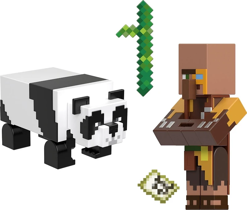 MINECRAFT – FIGURINE DE BASE – 8,26 cm (3,25 po) – COFFRET DE 2 – Cartographe de la jungle et Panda