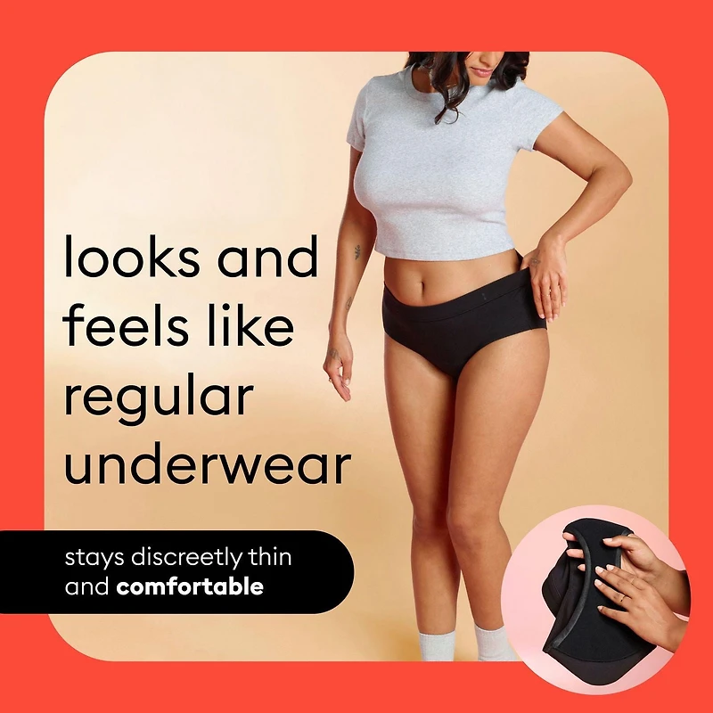 Culotte confortable pour tous les jours Thinx for All Women, sous-vêtement pour les règles contre les fuites, taille grande, noir THINX UW LRG1
