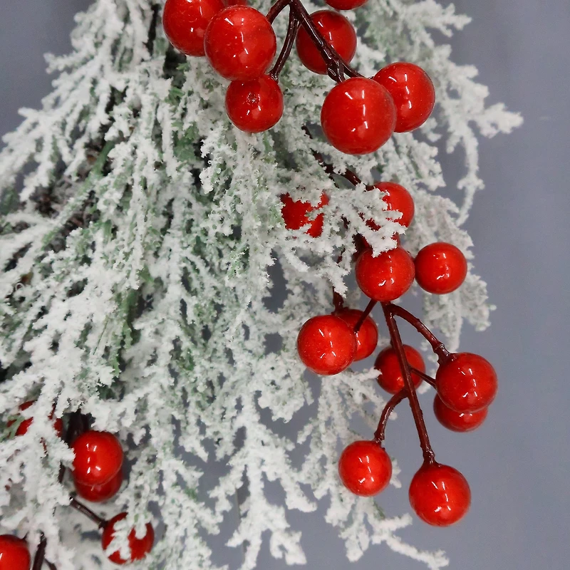 Holiday Time 20IN Frosted Pine With Red Berries Wreath