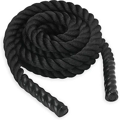 Corde de Combat SPRI - Corde Pondérée pour Entraînement de Force, Corde de Conditionnement Durable - 18 pieds de Long avec 3,8 cm d’Épaisseur, Noire