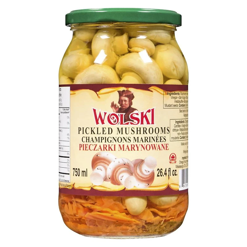 Wolski Pickled Mushrooms, 750 ml Jar, Wolski pickled mushrooms,750ml