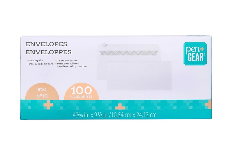 Pen + Gear N°10  Peler et coller des enveloppes , 100 unité , 4.15"x9.5" Pen + Gear N°10 Peler et coller des enveloppes 100 unité